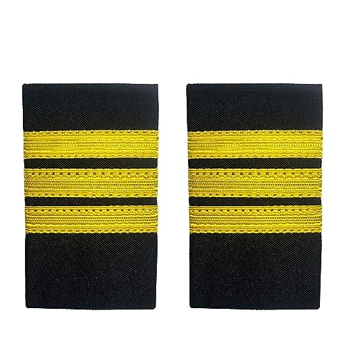 TAIKMD 1 Pair Airlines Pilot Uniform Epaulets Captain Aviators Shirts Epaulettes Sliders Officer Shoulder Boards Badge with Gold Stripes One/Two/Three/Four Bar (Two Bar) - Image 1