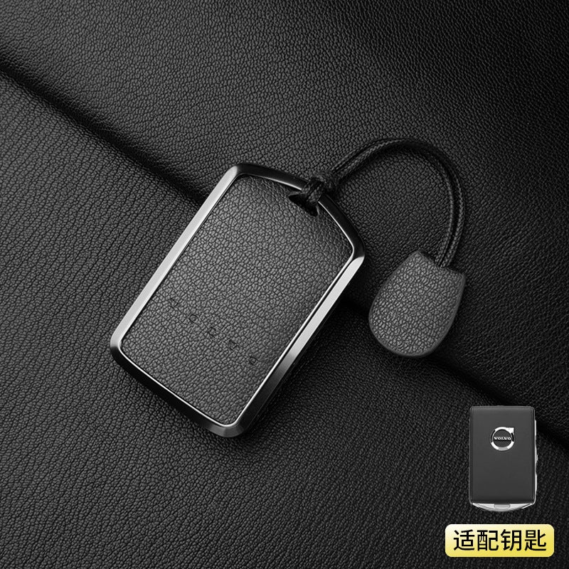 Volvo Premium Leather Key Case for Volvo XC60, S90, S60, XC90, XC40, V40 - High-End Design with Aluminum Alloy - Image 1