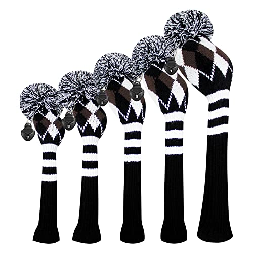 Scott Edward Knit Golf Club Cover for Woods and Driver Set of 5 Head Covers Protect Driver Wood(460cc) 1 Fairway Wood2 and Hybrid/UT2 with Rotating Club Number Tags - Image 1