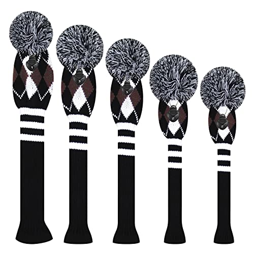 Scott Edward Knit Golf Club Cover for Woods and Driver Set of 5 Head Covers Protect Driver Wood(460cc) 1 Fairway Wood2 and Hybrid/UT2 with Rotating Club Number Tags - Image 2