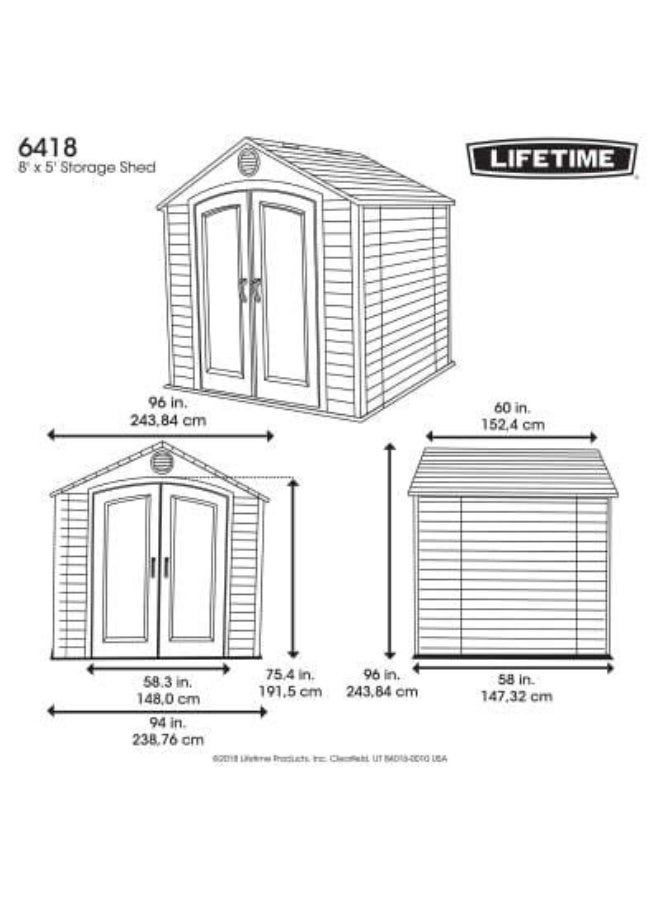 LIFETIME 8 FT. X 5 FT. OUTDOOR STORAGE SHED - Image 5