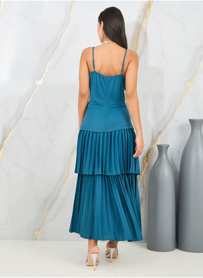 Styli - Strappy Pleated Layered Maxi Dress - Image 1