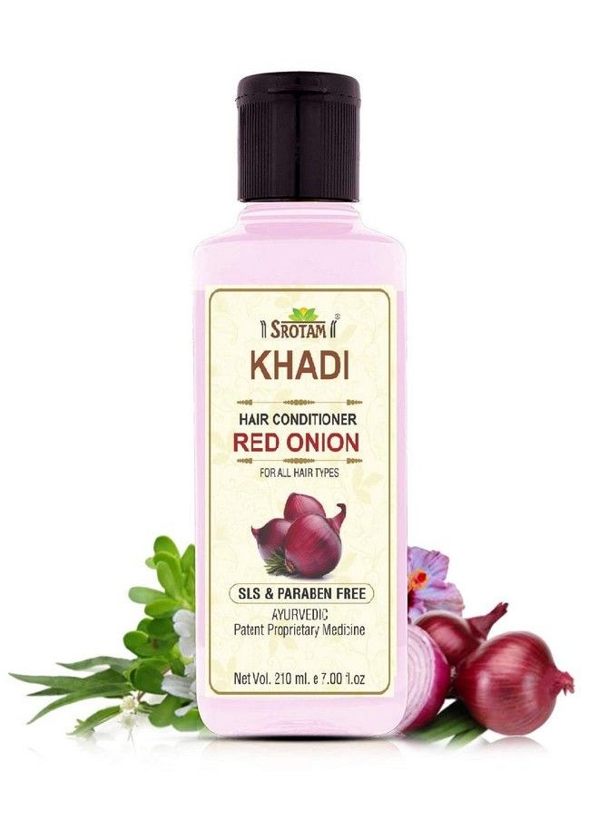 Srotam Khadi Herbal Red Onion Smooth & Shine Hair Conditioner For Hairfall Control & Hair Growth ; Nourishing Conditioner For All Hair Types (Pack Of 1 210 Ml)  - Image 2