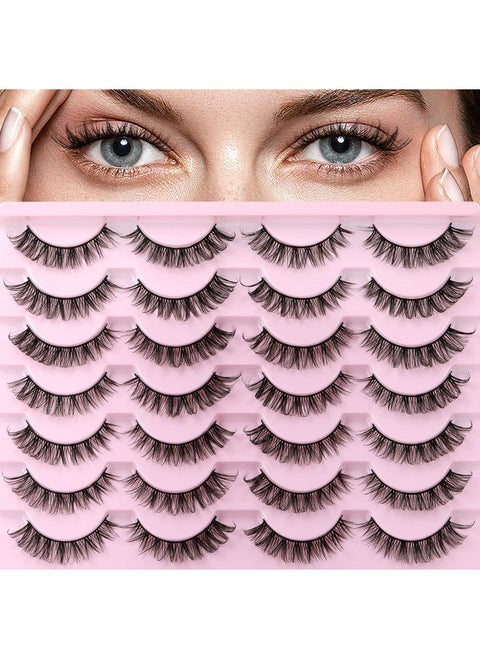 Russain Strip Lashes D Curl الرموش الصناعية مظهر طبيعي رموش عين القطة الناعمة التي تشبه ملحقات الرموش حزمة رموش ثلاثية الأبعاد