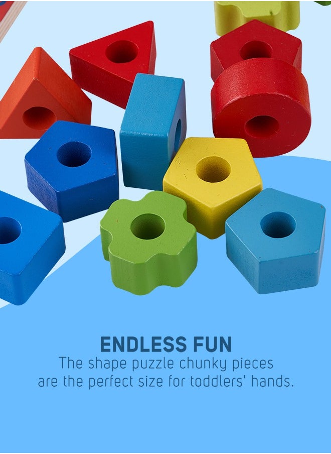 BAYBEE Wooden 3 In 1 Number Shape Color Stacking Sorting Puzzle Building Blocks For Baby Kids Toys Brain Board Games Learning Educational Toy For 2+Years Kid  - Image 5
