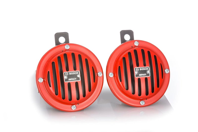 Bosch_FC4 Disc Horns_Horn_Red_Colour_12 V_Set of 2_ For Car, LCV,3-Wheeler,Bike - Image 1