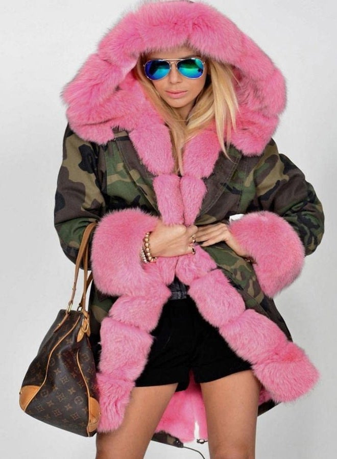 Roiii Women Thicken Warm Winter Coat Hood Down Parka Fleece Fur Outdoor Overcoat Long Jacket Outwear - Image 5