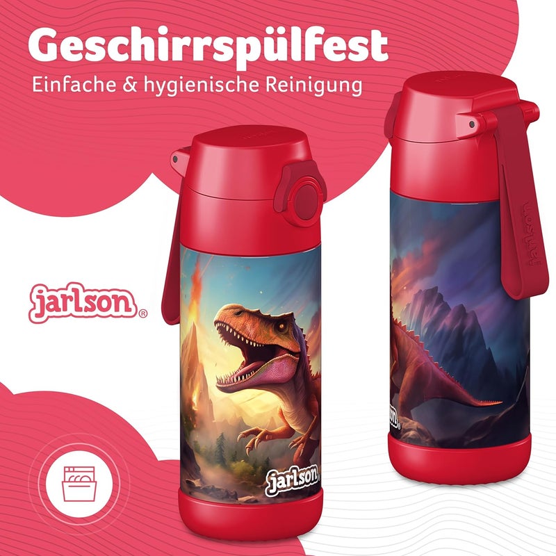 Jarlson قارورة مياه أطفال جارلسون® م��لي ديناصور 2.0 350 مل فولاذية مقاومة للصدأ خالية من BPA مقاومة للتسرب للمدرسة والحضانة والرياضة والسباحة وركوب الدراجات - Image 3