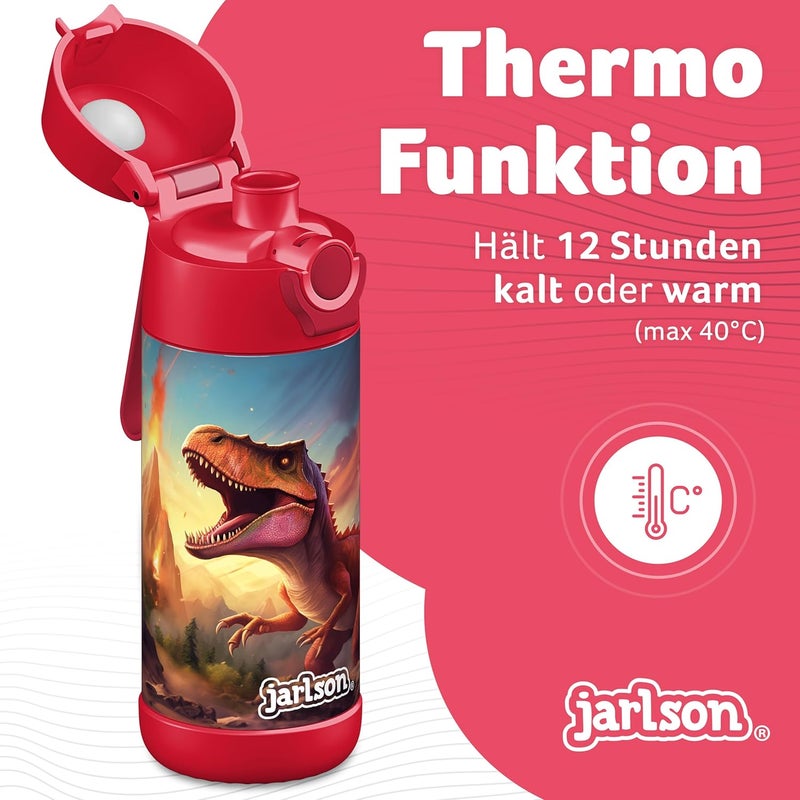 Jarlson قارورة مياه أطفال جارلسون® م��لي ديناصور 2.0 350 مل فولاذية مقاومة للصدأ خالية من BPA مقاومة للتسرب للمدرسة والحضانة والرياضة والسباحة وركوب الدراجات - Image 2