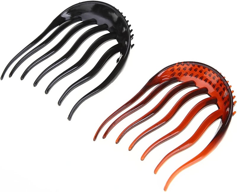 Qiuheng 2Pcs Plastic Hair Comb Black Multifunction Hair Insert for Girls