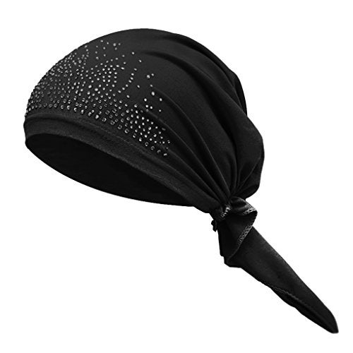 IPENNY Crystal Chemo Hat Woman's Stretchy Beanie Bandana Turban Cap Skull Cap Head Wrap Headscarf for Cancer,Alopecia Hair Loss (Black) - Image 4