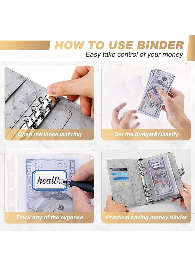 Budget Binder, Cash Envelopes for Budgeting, Money Organizer for Cash, 12PCS Budget Binder with Cash Envelopes, Marble Money Saving Binder - Image 5