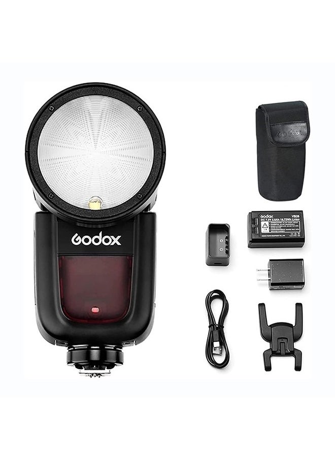 Godox Godox V1 V1-N V1N Round Head Camera Flash for Nikon Flash Speedlight Speedlite Light,76Ws 2.4G 1/8000 HSS,480 Full Power Shots,1.5s Recycle Time,2600mAh Li-ion Battery,10 Levels LED Modeling Lamp  - Image 1