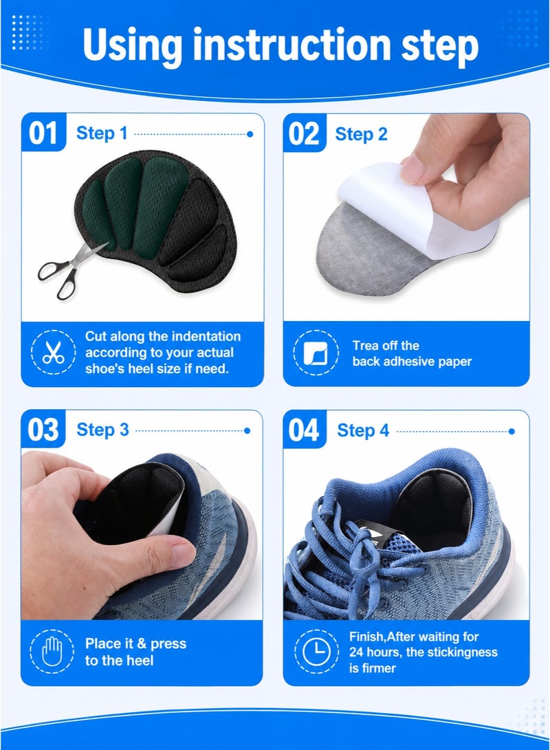 JoyousSto 6 Pairs Heel Grips for Shoes Too Big, Self-Adhesive Foot Cushions Pads for Women Men, Thick Shoe Inserts Back Insoles Anti Blister Heel Protectors - Image 2