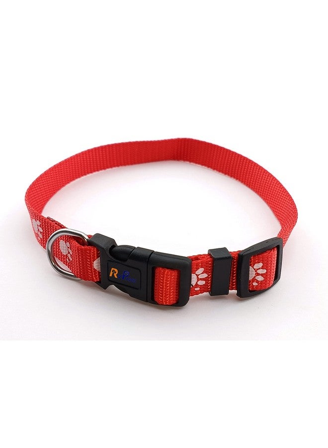 Nylon Printed Adjustable Neck Collar Belt With Handle Leash Ideal For Training/Outdoor Walking Small Dogs And Puppies 15 Mm (Red, Pattern 01) - Image 5