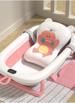 YOMYM Multi-purpose foldable baby bathtub with drainage hole, portable laundry basket for bathing/showering, pink - 75.5x47x21.5cm 
