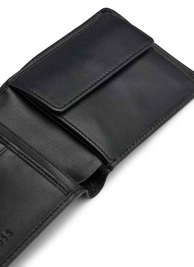 BOSS Leather billfold wallet with embossed logo and coin pocket
