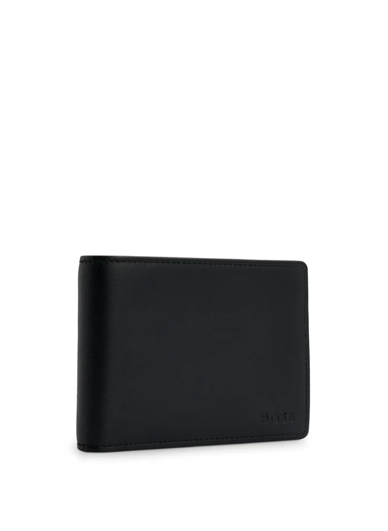 BOSS Leather billfold wallet with embossed logo and coin pocket