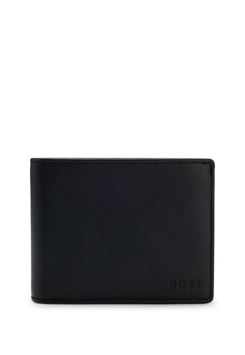 بوس محفظة جلدية بشعار محفور وجيب للعملات