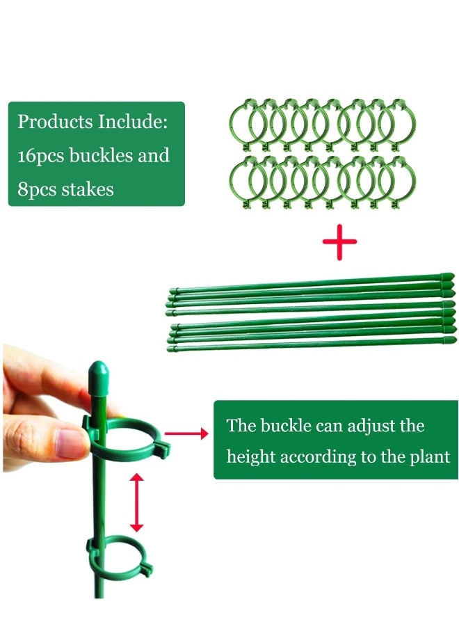 Generic Plant Support Stake, 30CM Plant Sticks Support with Buckle, Indoor Outdoor Gardening Plant Floral Supports, Waterproof Durable Fixing Supporting Straightening Bracket Sticks Holder, 10Pcs (Green)  - Image 5