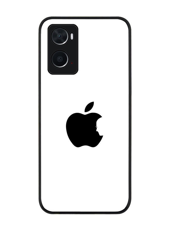 Stylizedd Rugged Black edge case for Oppo A96 4G/A36/A76 Slim fit Soft Case Flexible Rubber Edges Anti Drop TPU Gel Thin Cover - Steve's Apple - White - Image 1