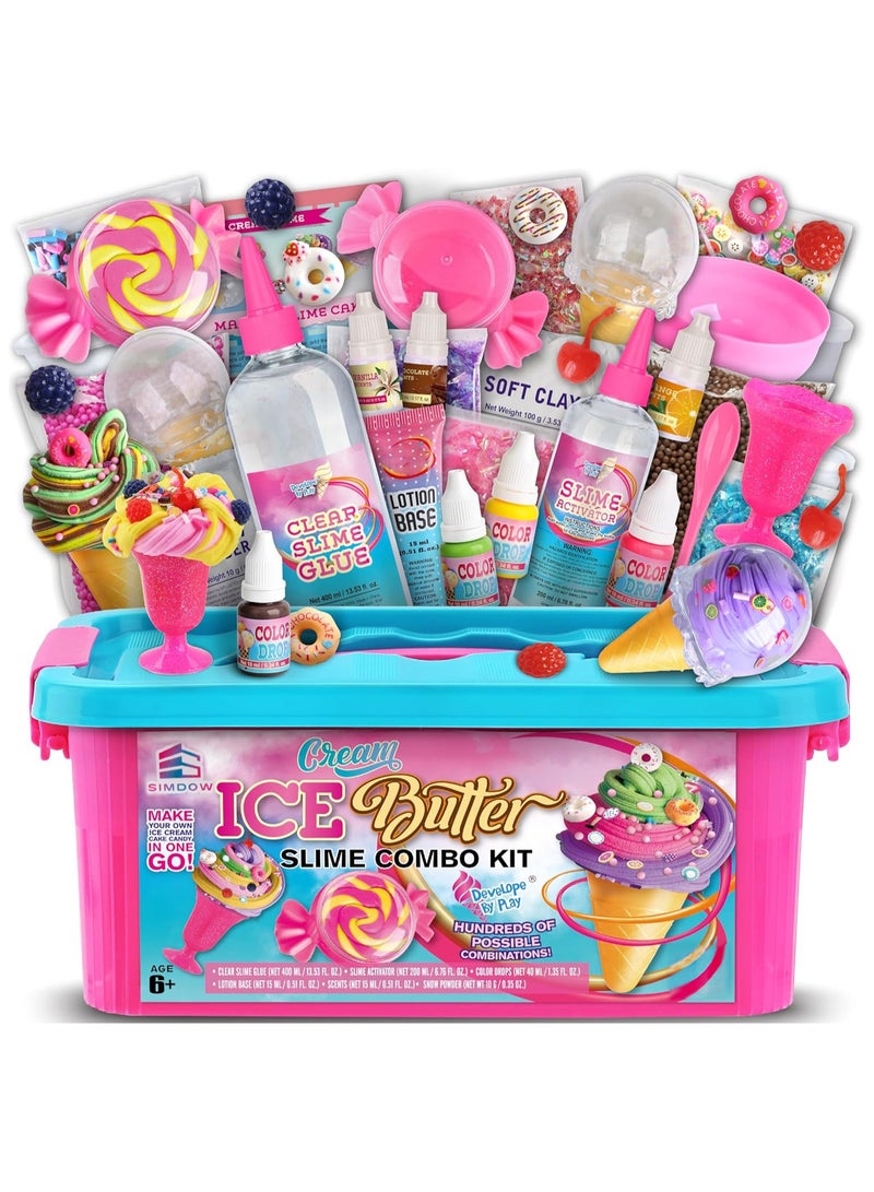 SIMDOW Ice Cream Slime Kit for Girls, Amazing Ice Cream Slime Making Kit to Make Butter Slime, Cloud Slime & Foam Slimes – Stress Relief Party Favors & Great Gift Idea - Image 1