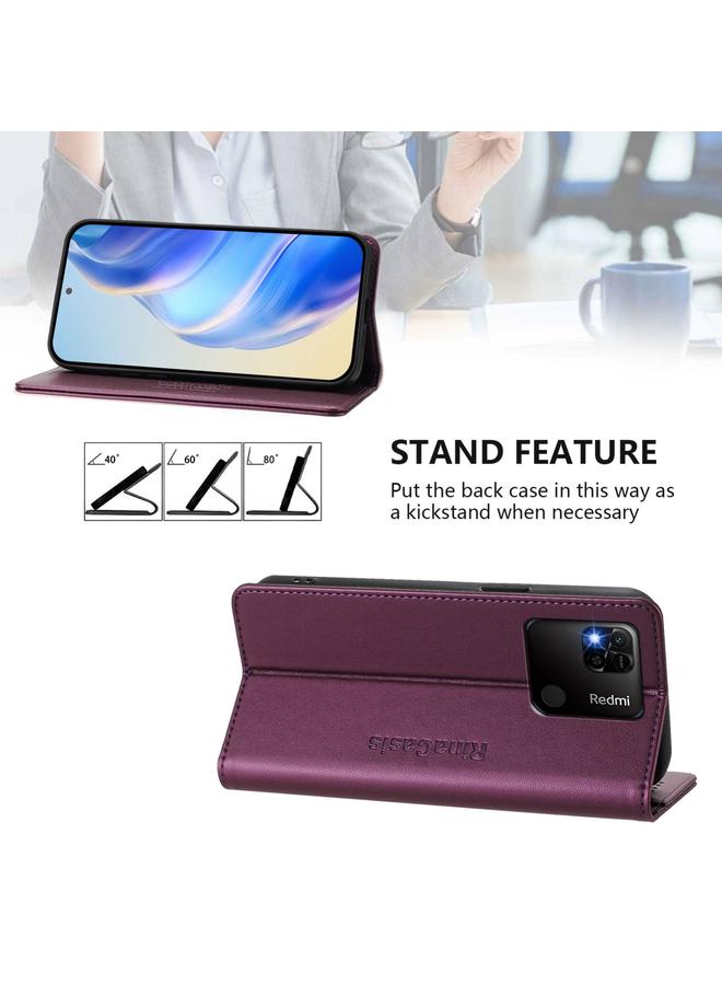 S-TOP Case For Redmi 10A / 9C RC01 Dual-Folded Magnetic Suction RFID Leather Phone Case - Image 4