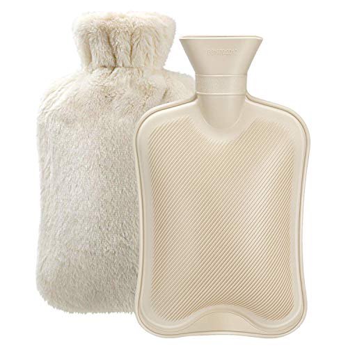 Fythao Hot Water Bottle Rubber with Soft Cover (2 Liter) Hot Water Bag for Cramps, Pain Relief, Removable Hot Cold Pack Hot Water Bed Warmer - Image 1