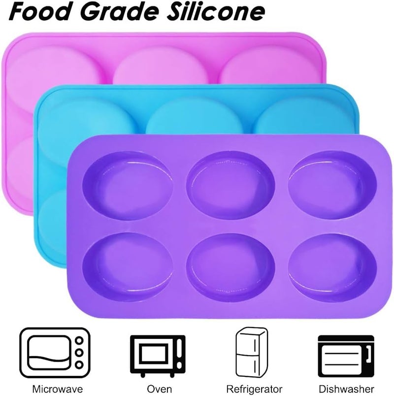 Skytail Silicone 6 Cavities Oval Shape Cake Mold Homemade Craft Soap Mold Cake Mold for Cake Baking Tart Pudding Cookie Making Muffin Cupcake Scented Candles Handicrafts Pack of 3 - Image 3