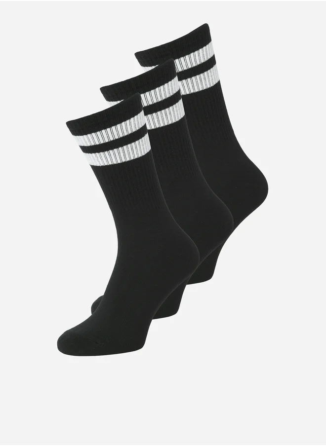 جاك اند جونز Pack of 3 - Striped Tennis Socks