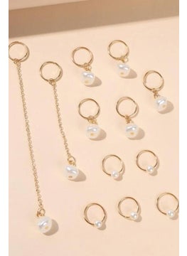Bahels Gold Color Pearl Hair Earring Clasp Set  - Image 2