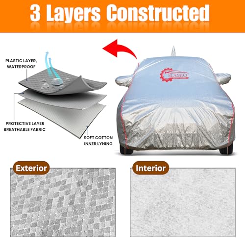 Slamio 100% Waterproof Car Body Cover for Toyota Etios with Mirror and Antenna Pocket and Soft Cotton Lining,Full Bottom Elastic Triple Stitched (Metallic Silver), 1 Unit - Image 2