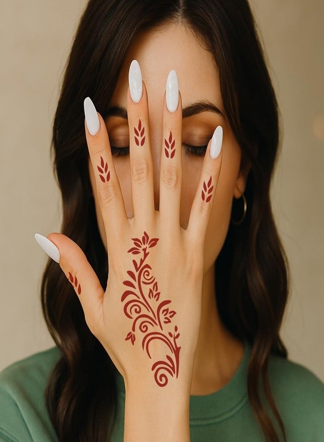 VANVATI Beautiful Floral Henna Mehndi for Traditional Look Mehndi Stencil Sticker One Set For Both Hand | Easy To Apply Stencil Mehndi Sticker Perfect For Weddings, Parties And any Occasion - Image 3