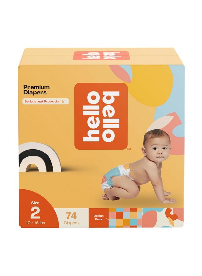 Hello Bello Hello Bello Premium Diapers Size 2, Honeysuckle Designs, 74ct Club Box, Hypoallergenic and Extra Absorbent  - Image 1