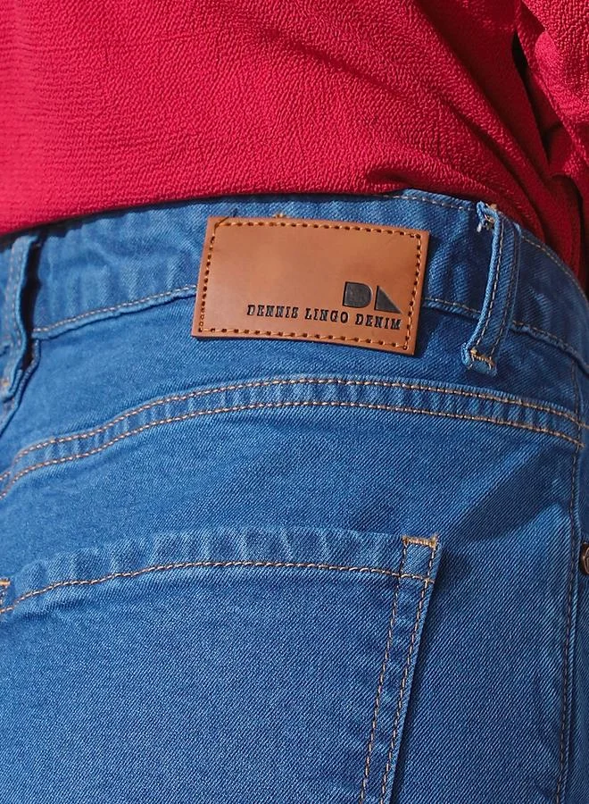 دينيس لينغو جينز نسائي قطن 1% لون نيلي سادة طويل مريح