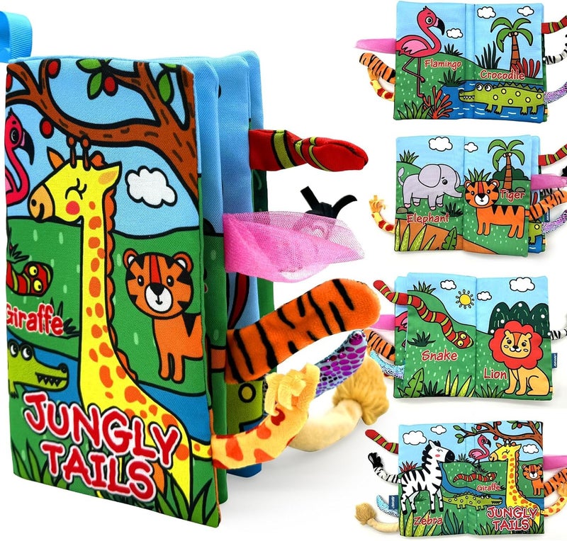 BeFunky كتاب قماش للأطفال، لعبة كتاب للأطفال من 0 إلى 3 و6 و12 شهرًا، كتاب صور ثلاثي الأبعاد ناعم، كتاب صوتي، لعبة حسية، لعبة تعليمية مونتيسوري للأولاد والبنات (حيوانات الغابة)، متعدد الألوان - Image 1