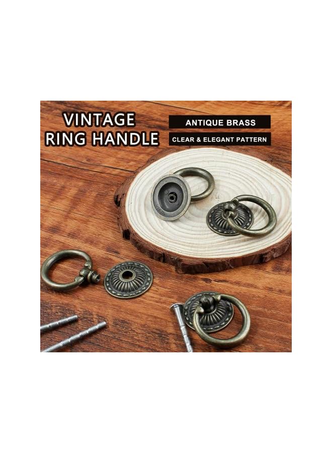 The Bros 12PCS Antique Bronze Ring Pulls, Vintage Decorative Ring Pulls Bronze Cabinet Pull Handles for Dresser Drawers Closet Kitchen Cabinets Wardrobe - Image 3