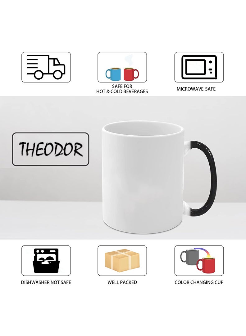 Theodor Color Changing Heat Sensitive Ceramic Mug, Image Revealed When HOT Liquid is Added! Dad more than anyone else black - Image 3