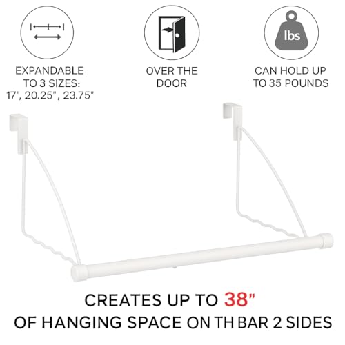 HOLDN’ STORAGE Over The Door Hanger - Door Rack Hangers for Clothes - Space Saving Designed for Bedroom & Bathroom - Ideal for Clothes & Towels - Drying Rack, White - Image 3