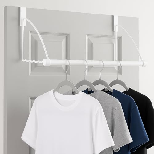HOLDN’ STORAGE Over The Door Hanger - Door Rack Hangers for Clothes - Space Saving Designed for Bedroom & Bathroom - Ideal for Clothes & Towels - Drying Rack, White - Image 4
