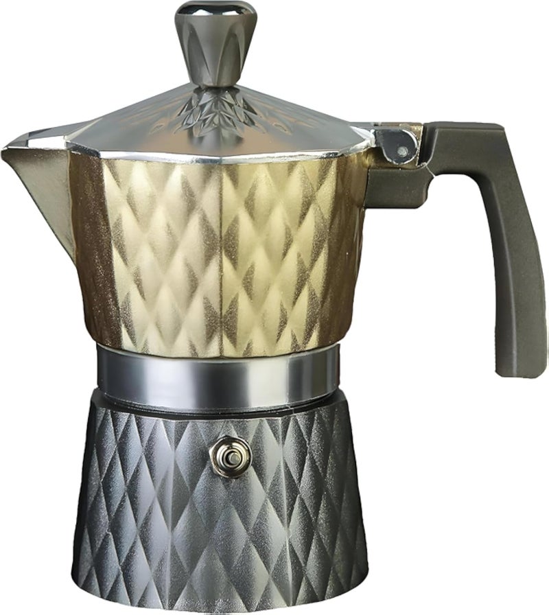 Stovetop Brewer - Elegant classic coffee maker with sturdy aluminum construction and heat-resistant wooden grip, perfect for deep aromatic espresso and artisanal coffee lovers multicolors