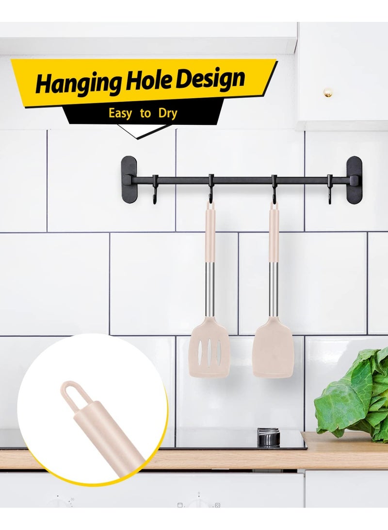 HOMESTAR 2PCS Solid Silicone Spatula, Kitchen Frying Turner, For Non-Stick Pans, Non-Slip, Heat Resistant, Anti-Scald, Easy To Clean, BPA-Free Utensil, Suitable For Frying Fish, Chicken Wings, Steak, Pancakes, Eggs, Stir-Fry, 3.2x13.7inch - Image 3