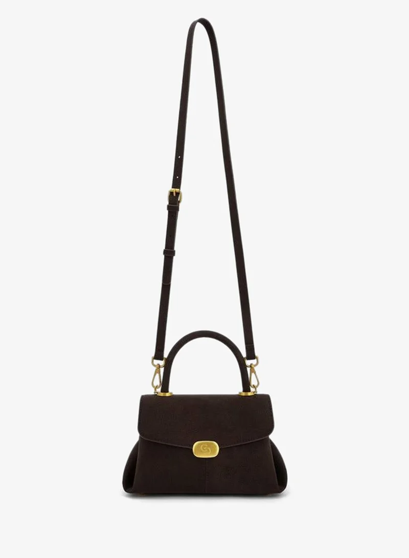 Celeste Suede Satchel Bag With Grab Handle