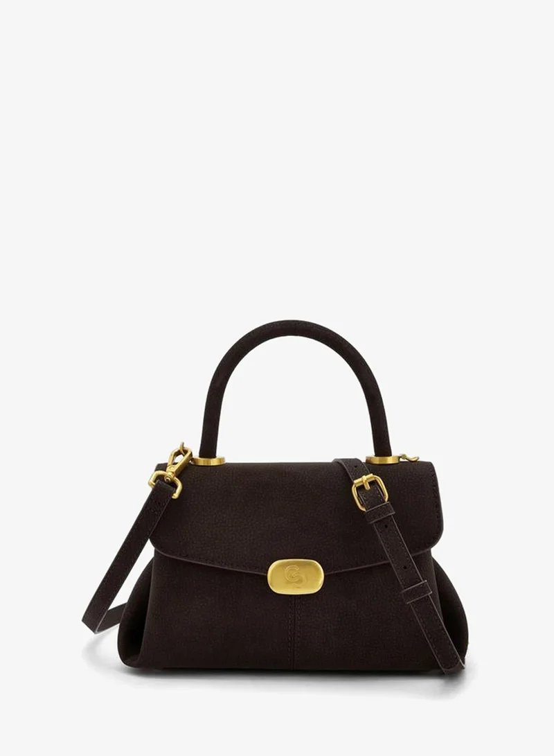 Celeste Suede Satchel Bag With Grab Handle