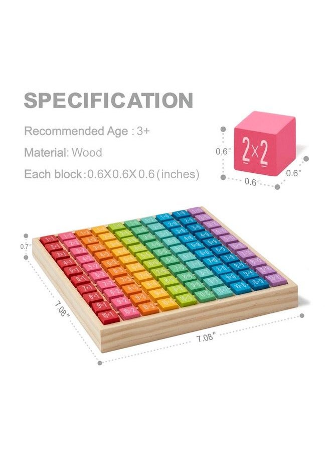 ROBUD Wooden Multiplication & Math Table Board Game Kids Montessori Math Manipulatives Learning Toys Gift Aged 3 Years Old And Up 100 Wooden Counting Blocks  - Image 5