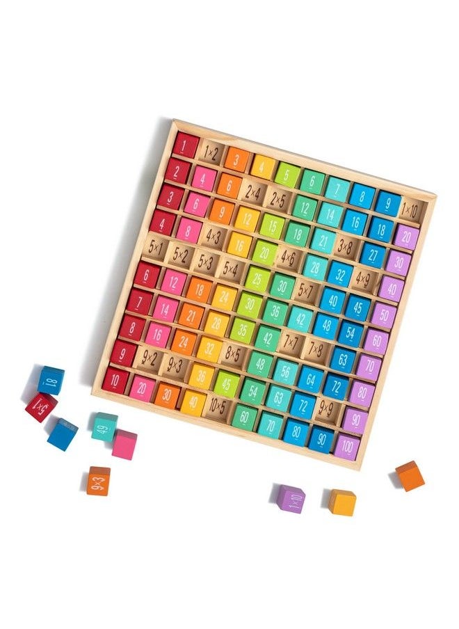 ROBUD Wooden Multiplication & Math Table Board Game Kids Montessori Math Manipulatives Learning Toys Gift Aged 3 Years Old And Up 100 Wooden Counting Blocks  - Image 1