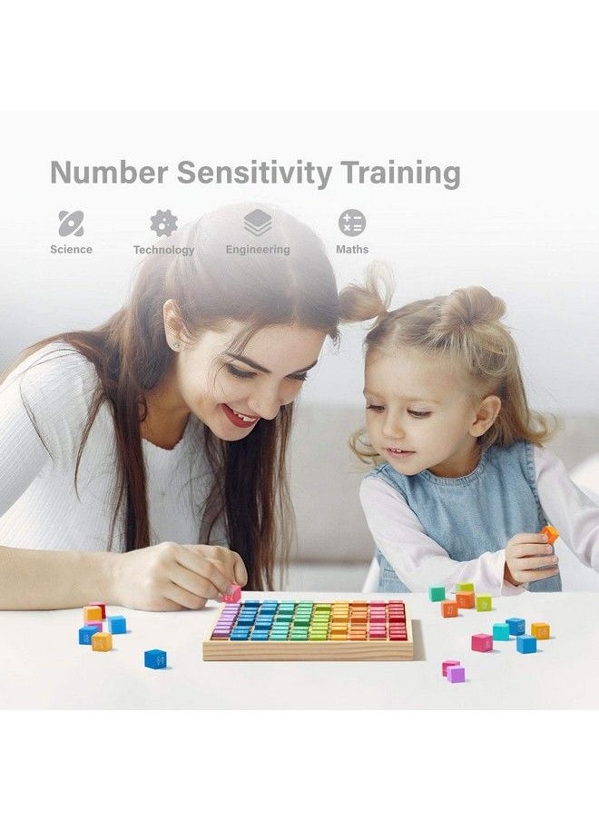 ROBUD Wooden Multiplication & Math Table Board Game Kids Montessori Math Manipulatives Learning Toys Gift Aged 3 Years Old And Up 100 Wooden Counting Blocks  - Image 4