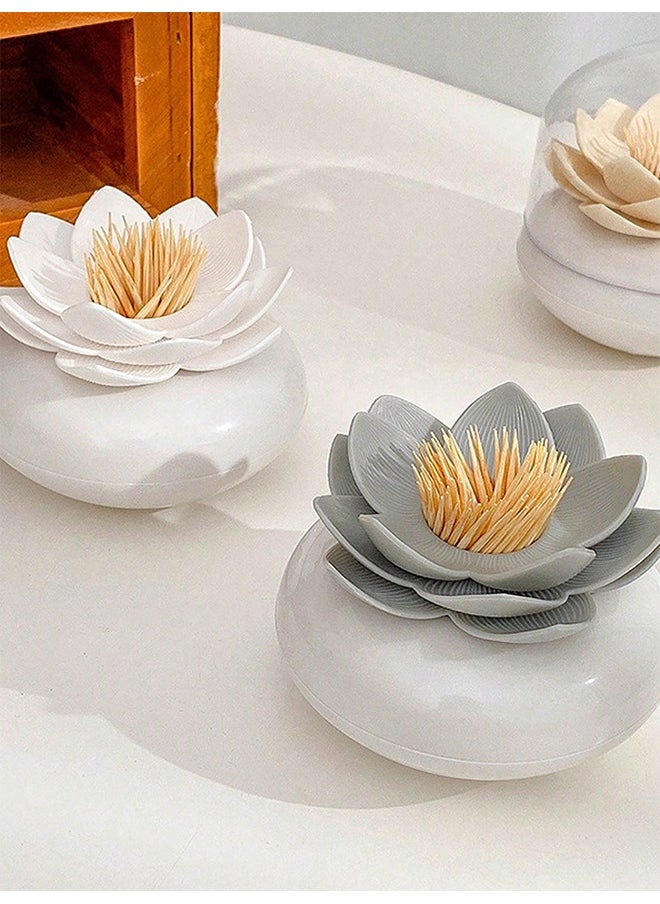 ماركة غير محددة 1 حامل بقايا الأسنان  بتصميم زهرة اللوتس - موزع أعواد القطن للمنزل – أبيض  - Image 3