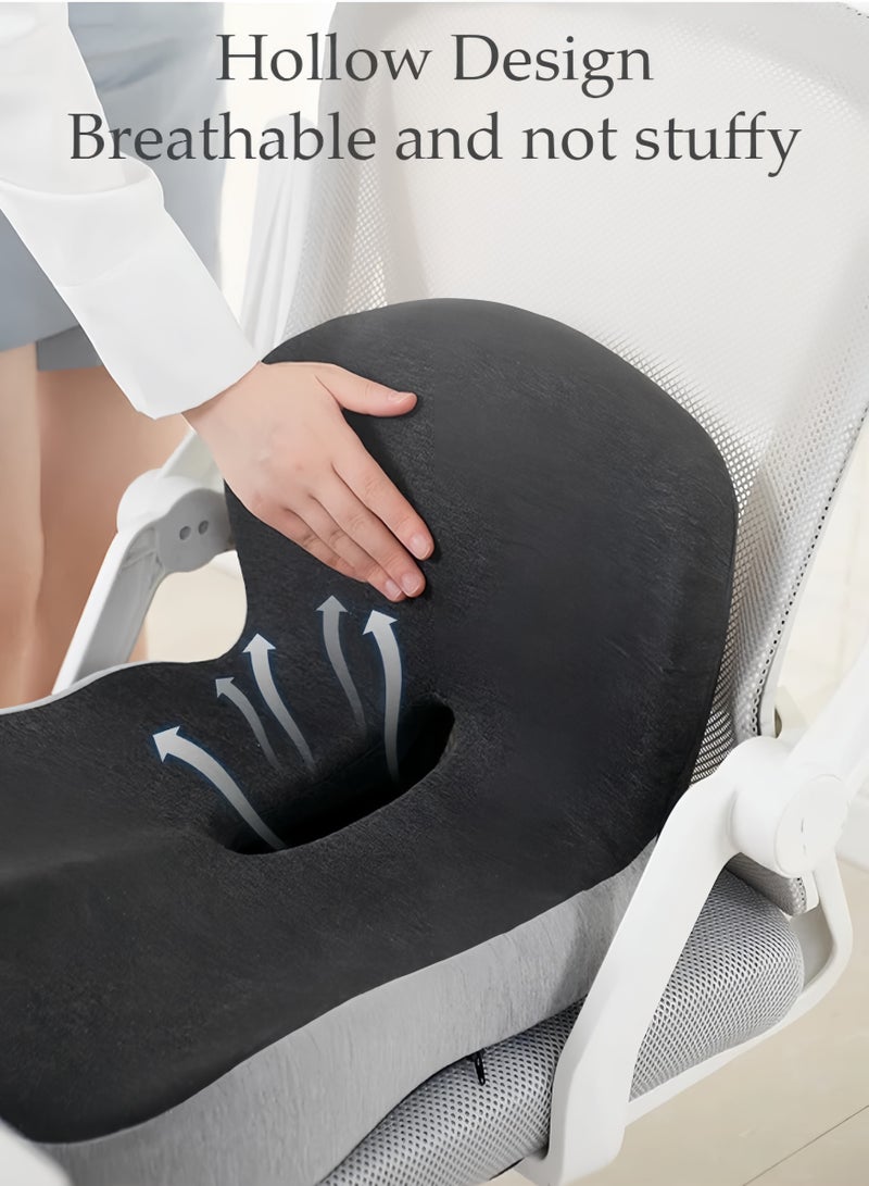 Lee Yon Lumbar Support Pillow Seat Cushion for Office Chair Pressure Relief Sciatica & Tailbone Pain Relief Memory Foam Firm Coccyx Pad for Long Sitting, for Office Chair, Gaming Chair and Car Seat, Grey, 44 x 42 x 32 cm  - Image 2