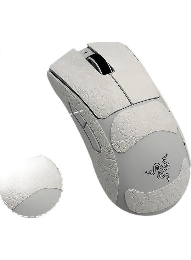Jplayer V3Pro Mouse Anti-Slip Sweat-Proof Side Absorption Sticker E-Sports Wireless Mouse Sticker Matte Anti-Slip Anti-Sweat White Cloud Pattern Full Cover - Image 1